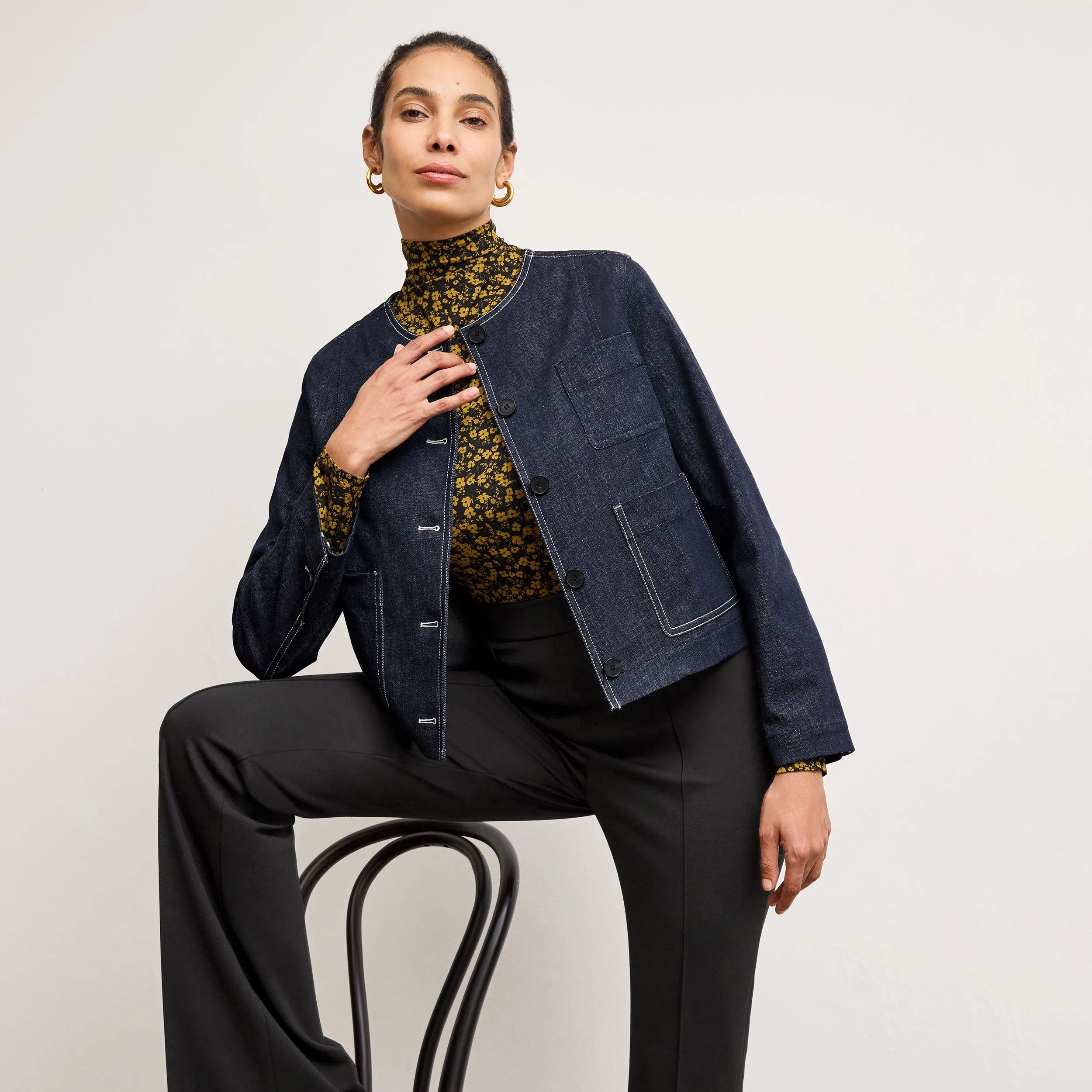Kane Cropped Jacket - Stretch Denim :: Midnight Wash