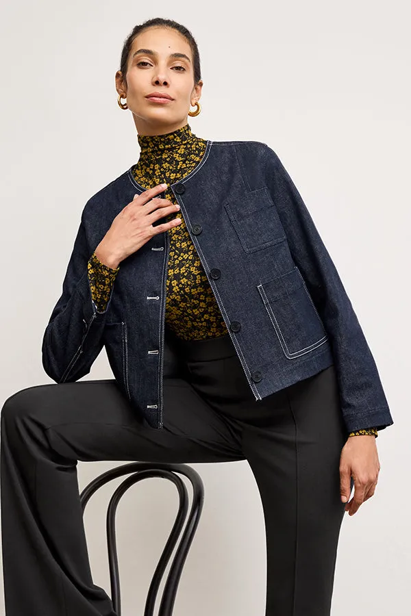Kane Cropped Jacket - Stretch Denim :: Midnight Wash