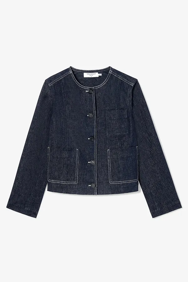 Kane Cropped Jacket - Stretch Denim :: Midnight Wash