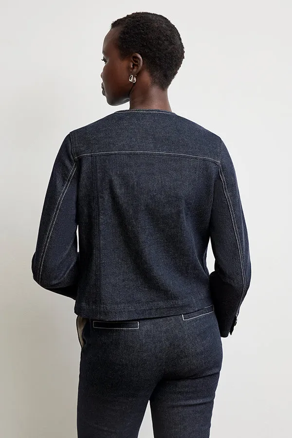 Kane Cropped Jacket - Stretch Denim :: Midnight Wash