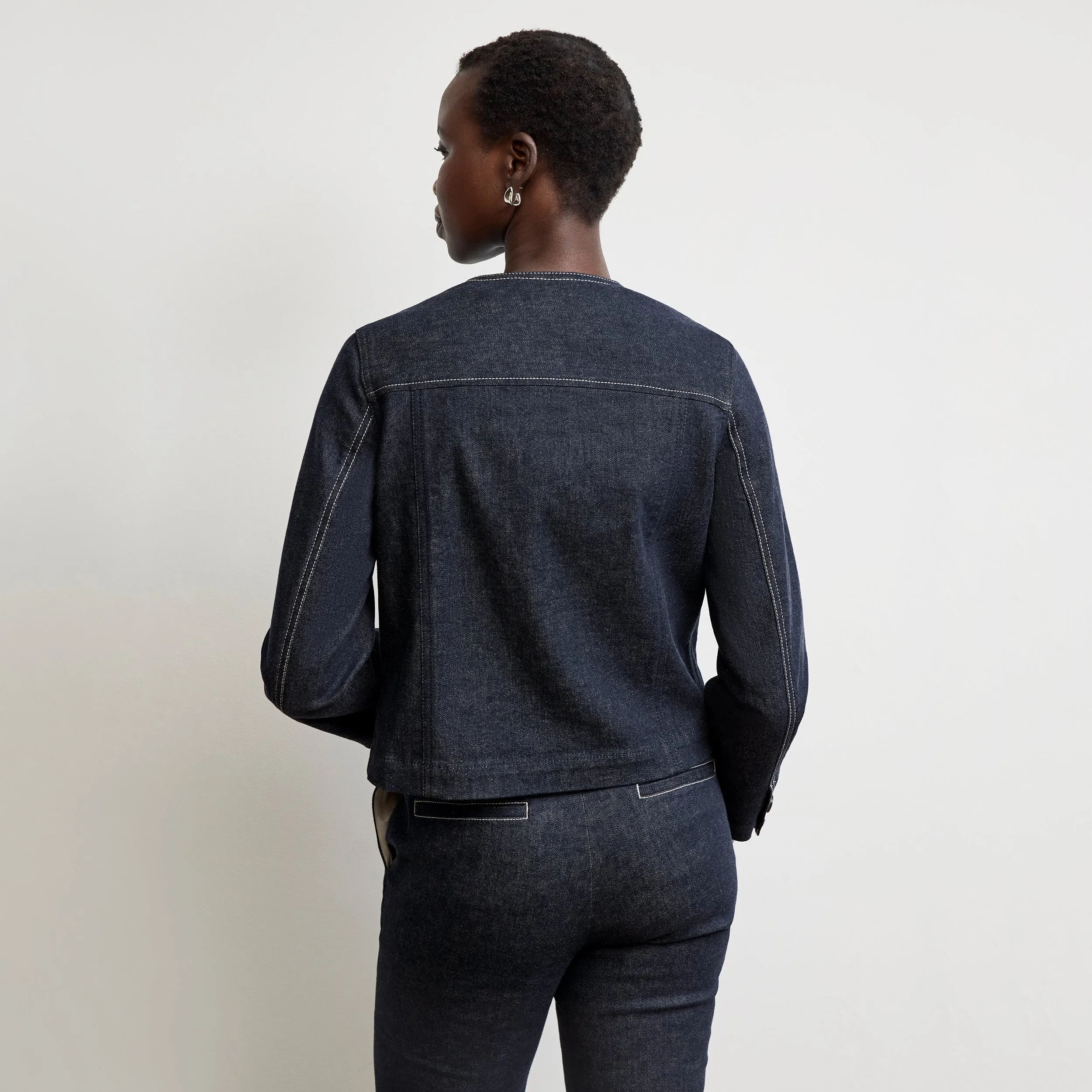 Kane Cropped Jacket - Stretch Denim :: Midnight Wash