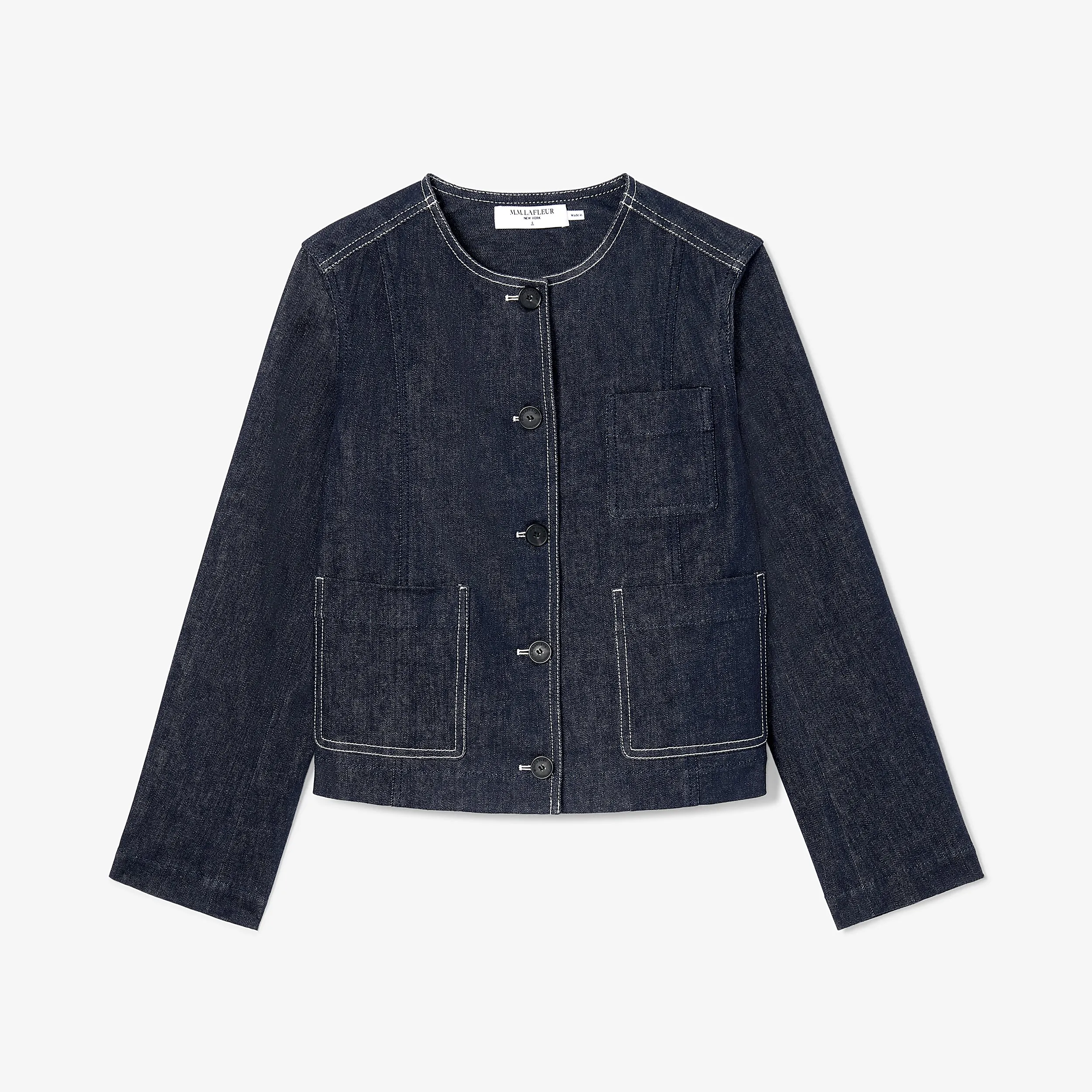 Kane Cropped Jacket - Stretch Denim :: Midnight Wash