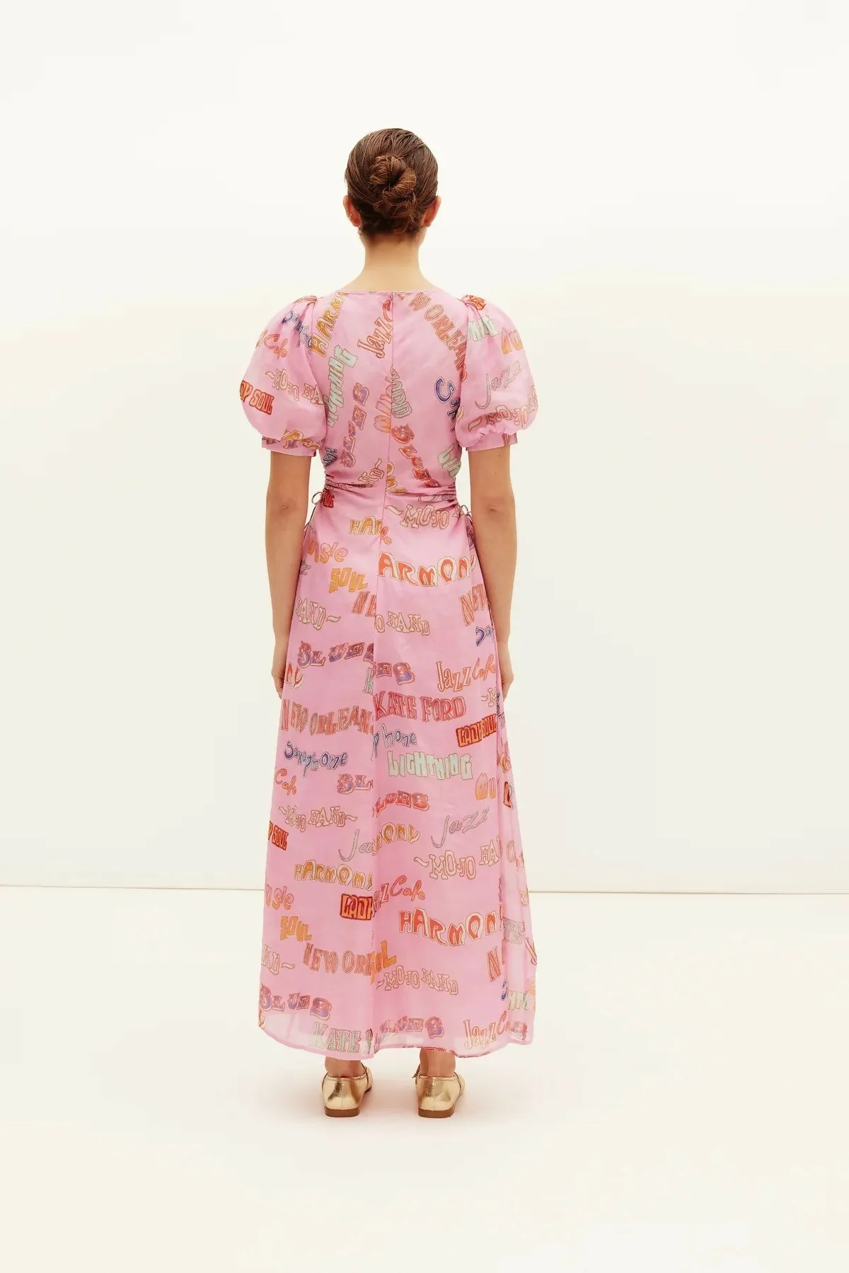 Kate Ford Calvalcade Puff Gown Pink Print Size 8