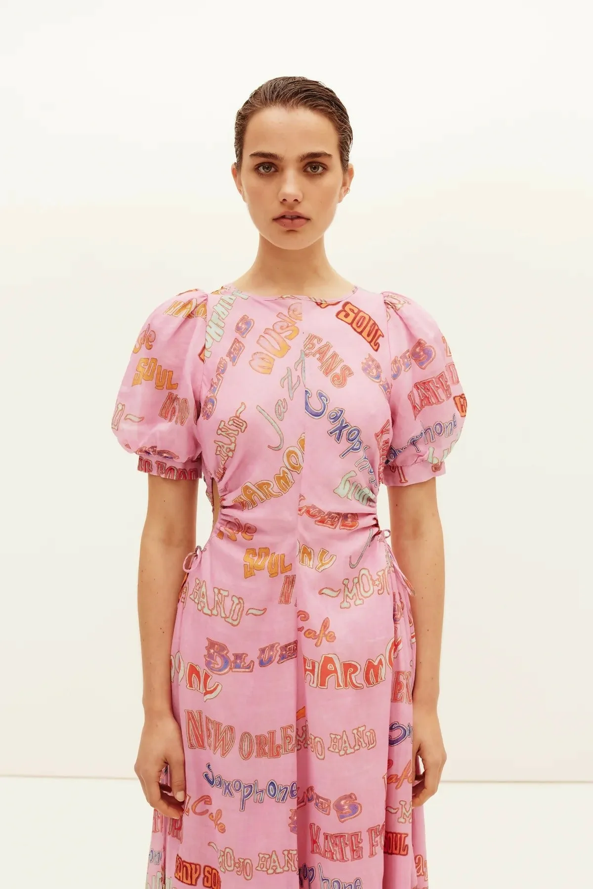 Kate Ford Calvalcade Puff Gown Pink Print Size 8