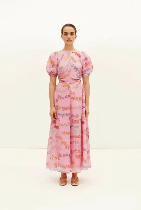 Kate Ford Calvalcade Puff Gown Pink Print Size 8