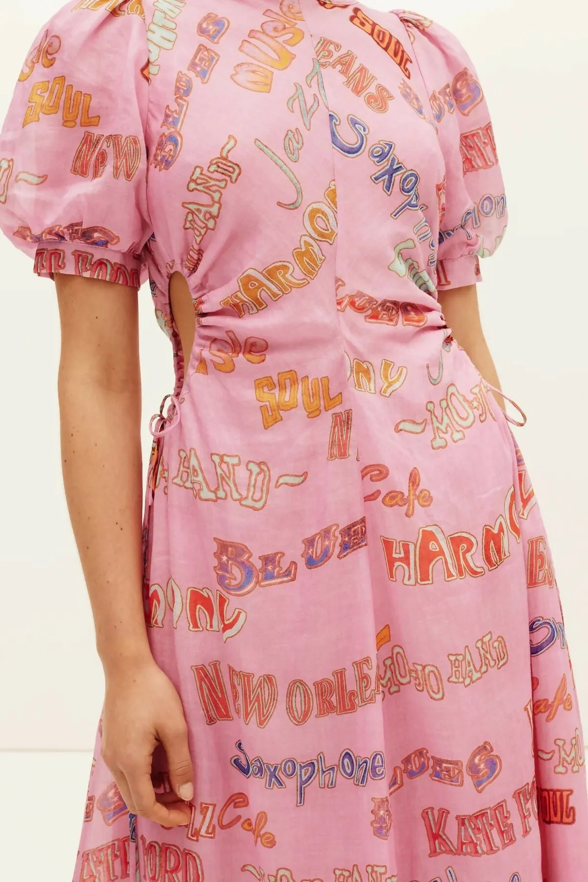 Kate Ford Calvalcade Puff Gown Pink Print Size 8