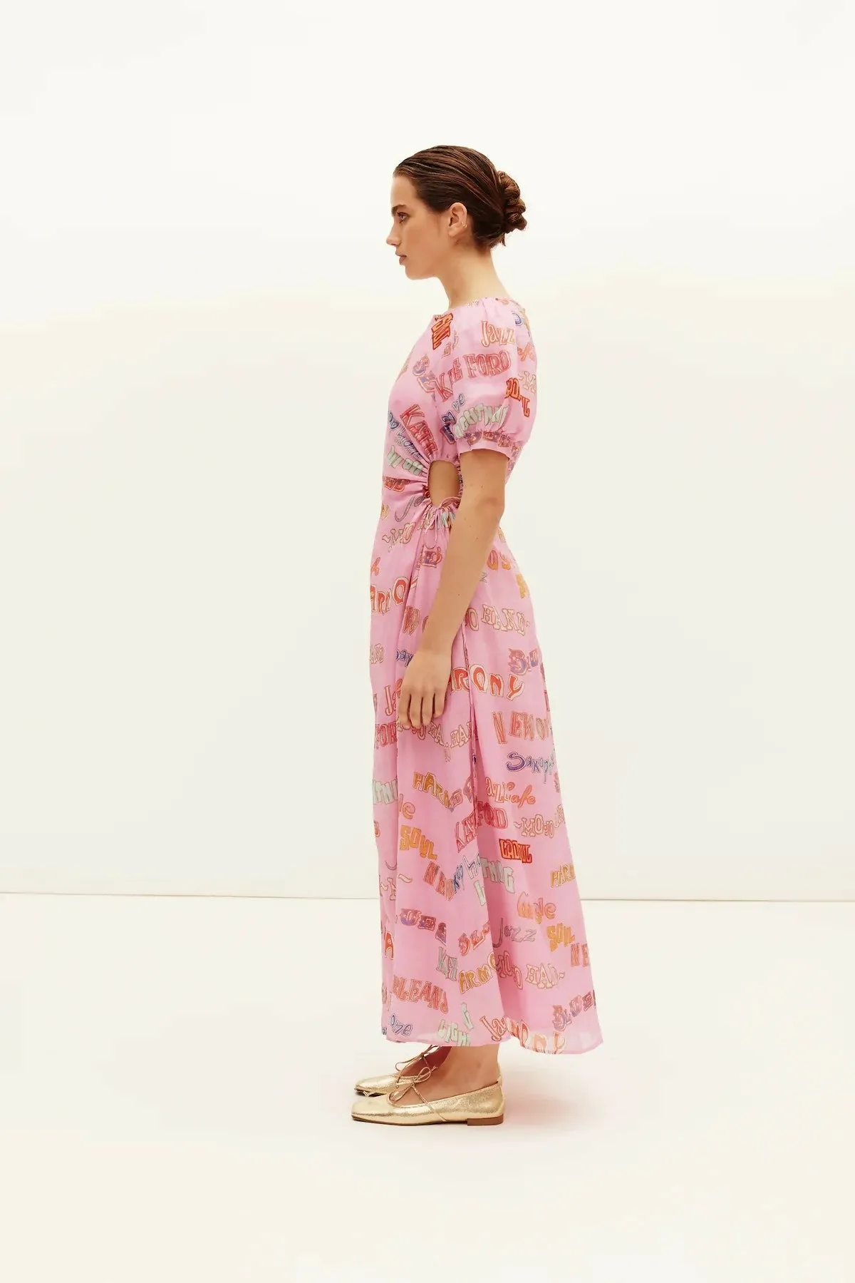 Kate Ford Calvalcade Puff Gown Pink Print Size 8
