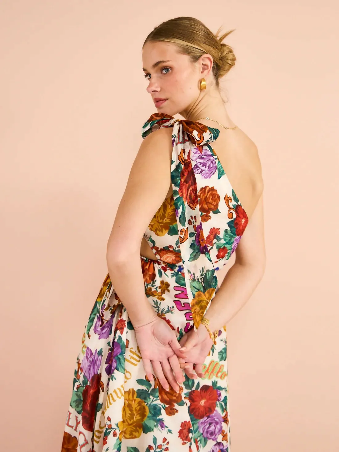 Kate Ford Palermo Tie Cut Dress Floral Size 10, 12
