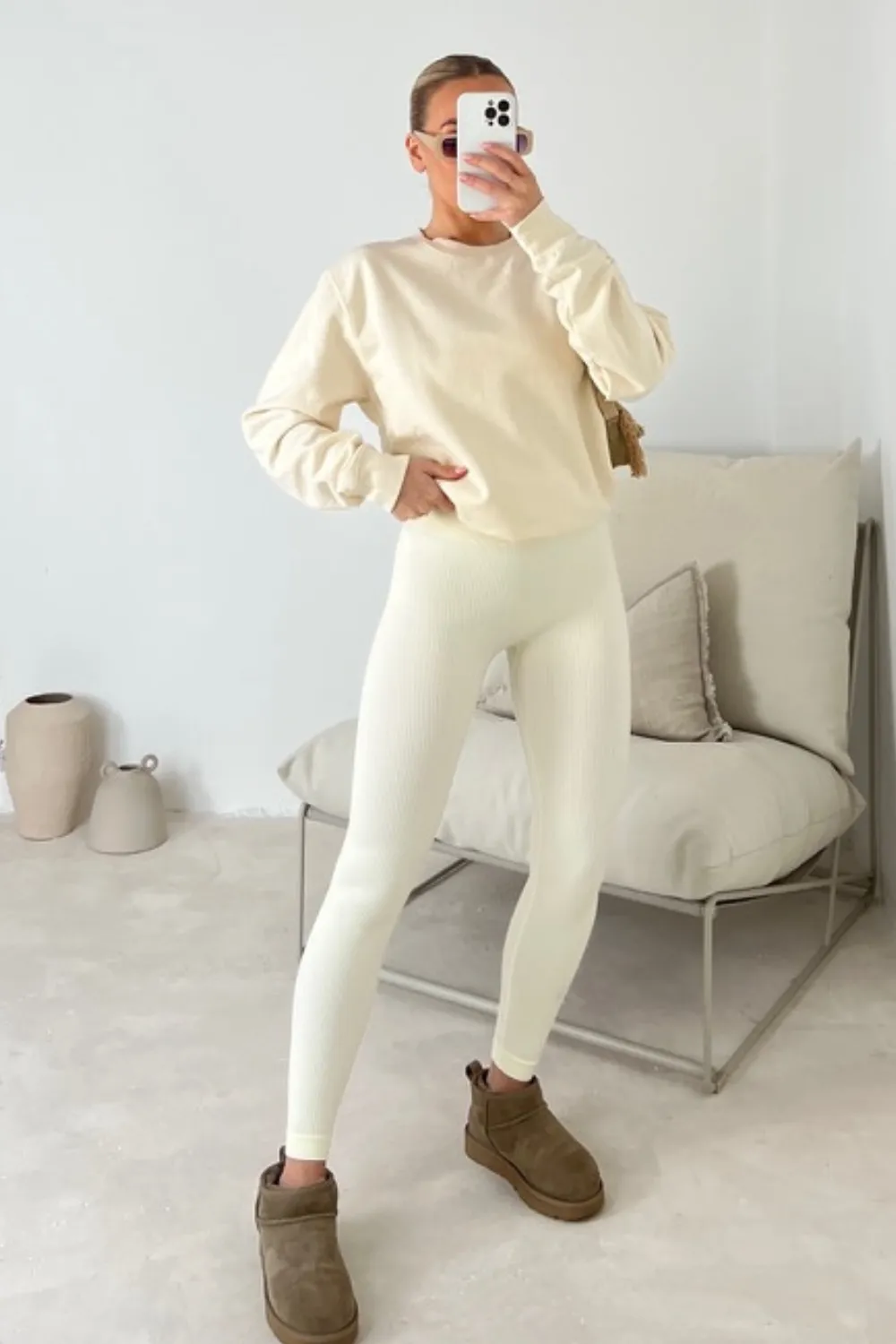 Kerris ecru sweater and legging set