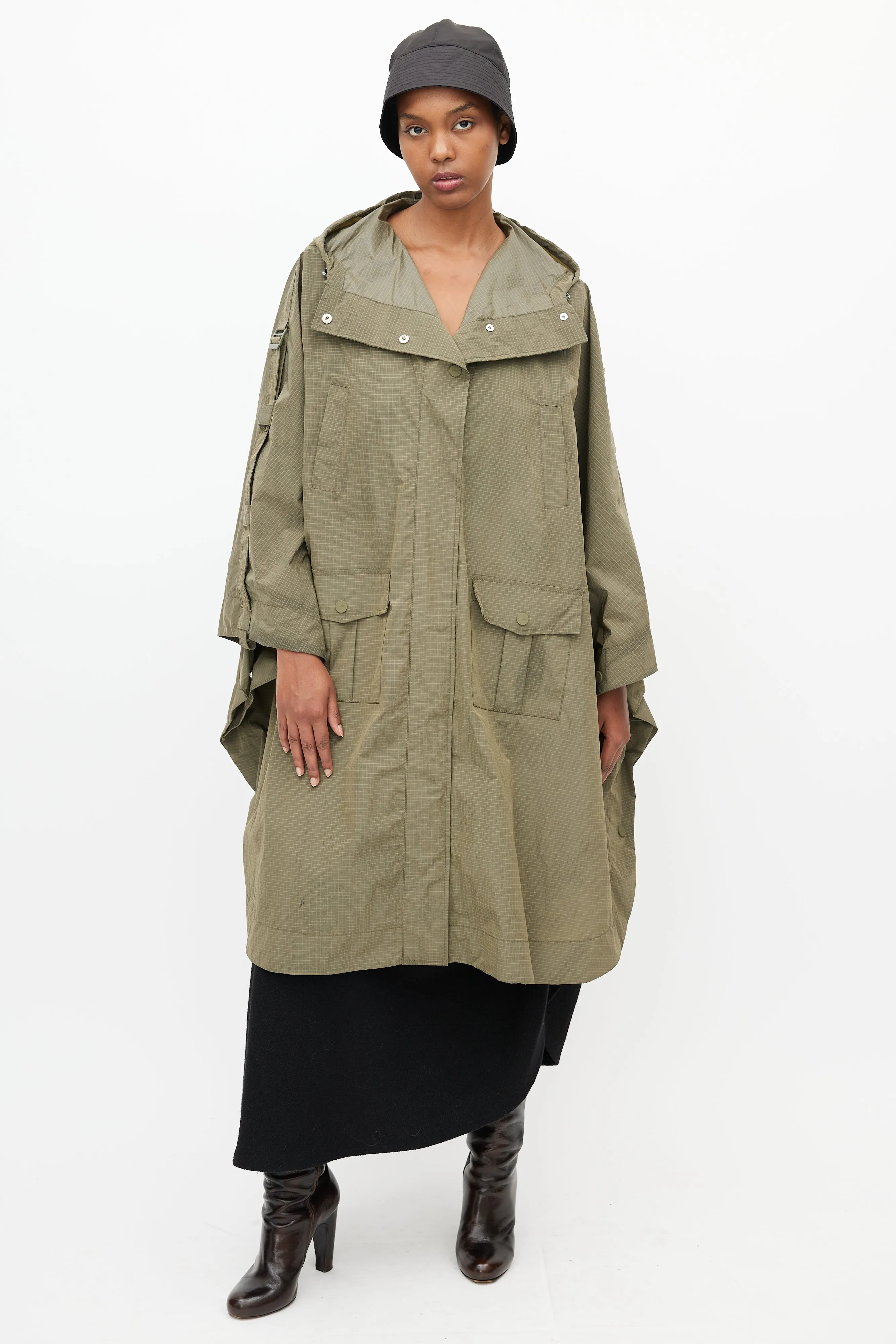 Khaki Green Ripstop Rain Cape