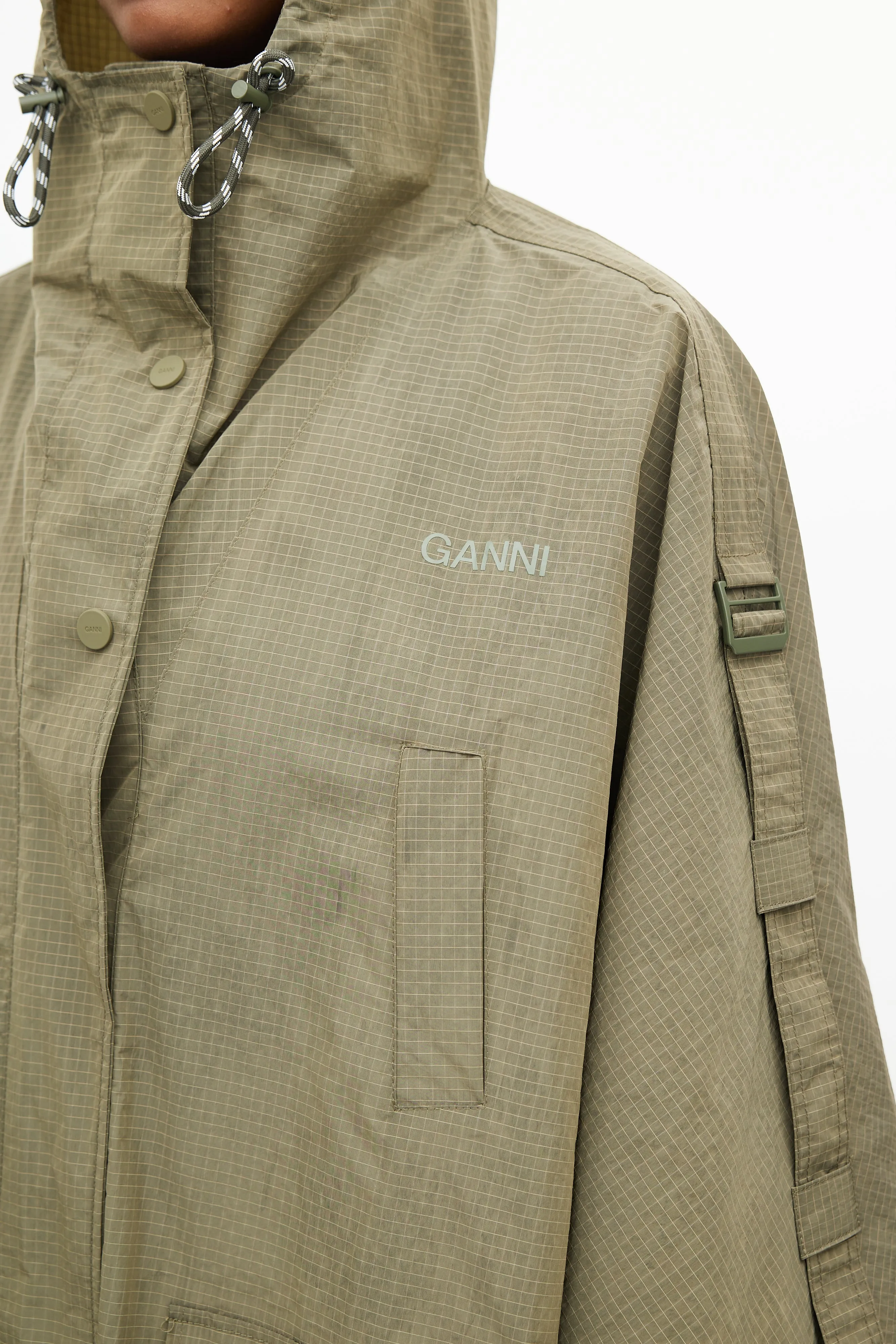 Khaki Green Ripstop Rain Cape