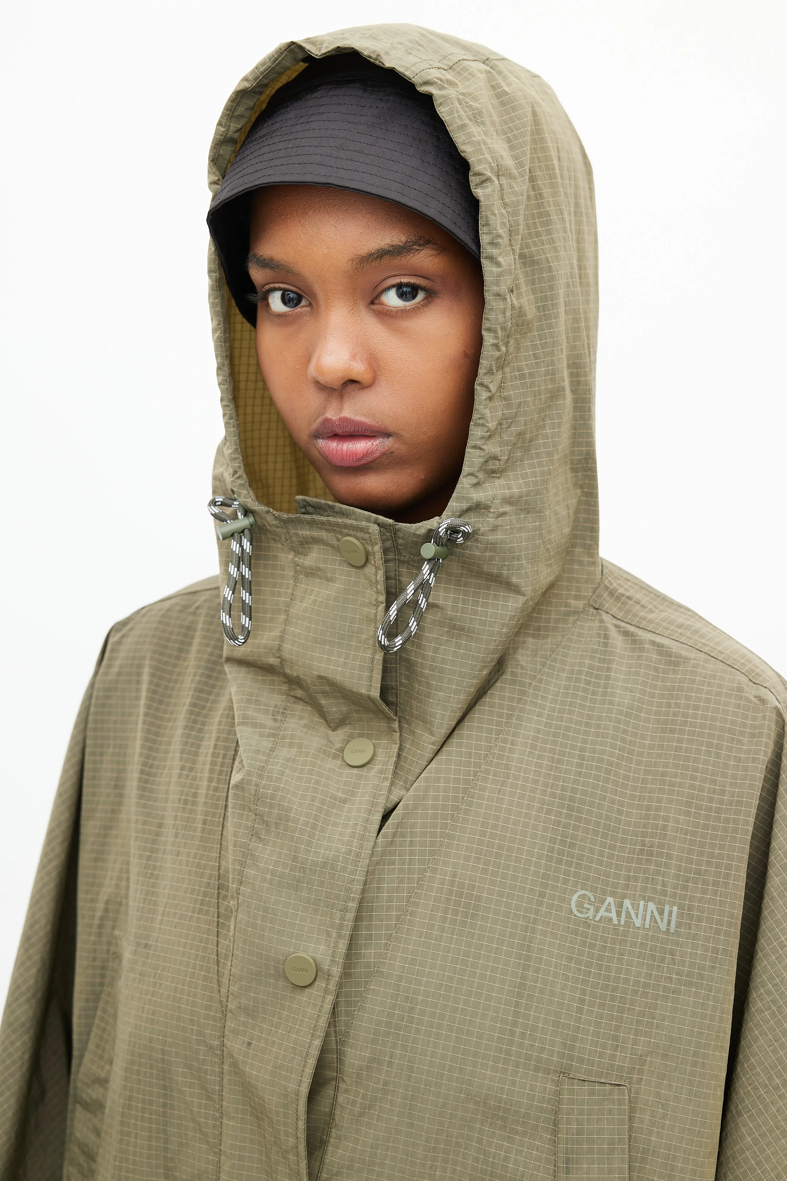 Khaki Green Ripstop Rain Cape