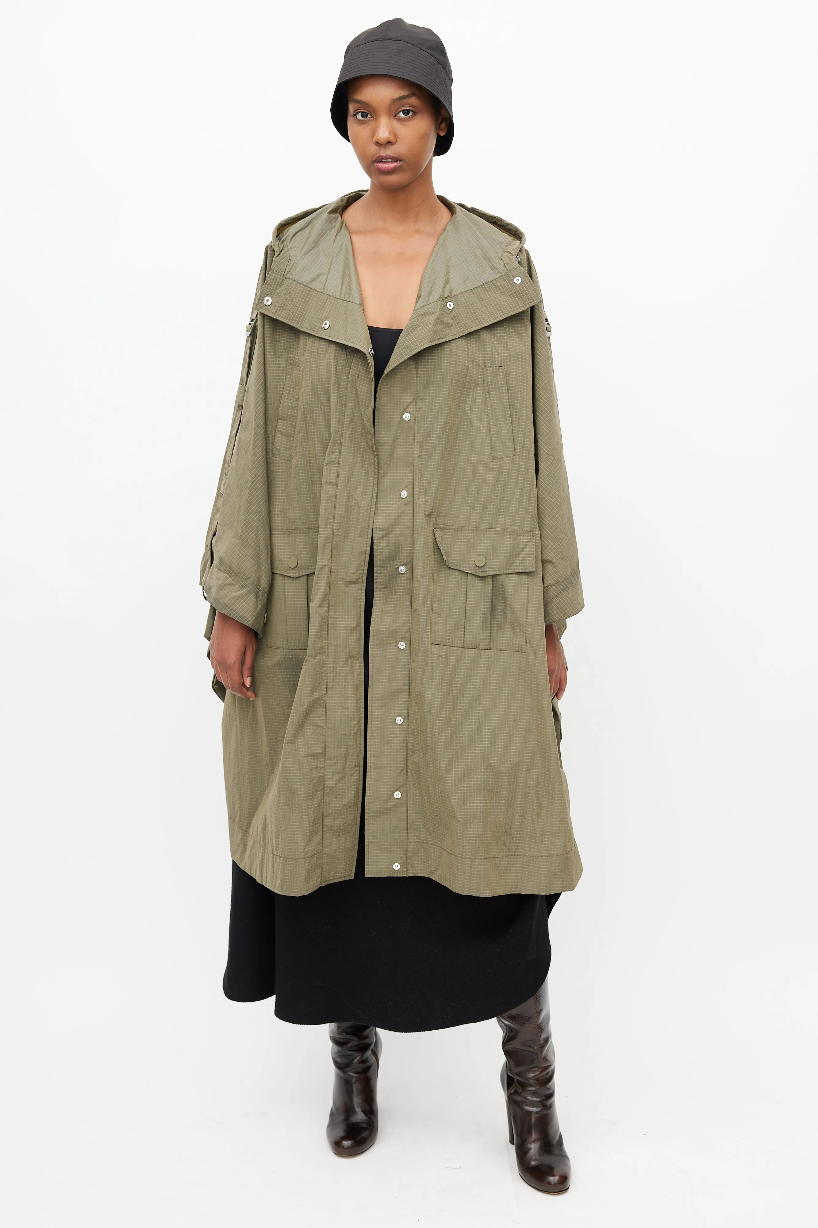 Khaki Green Ripstop Rain Cape