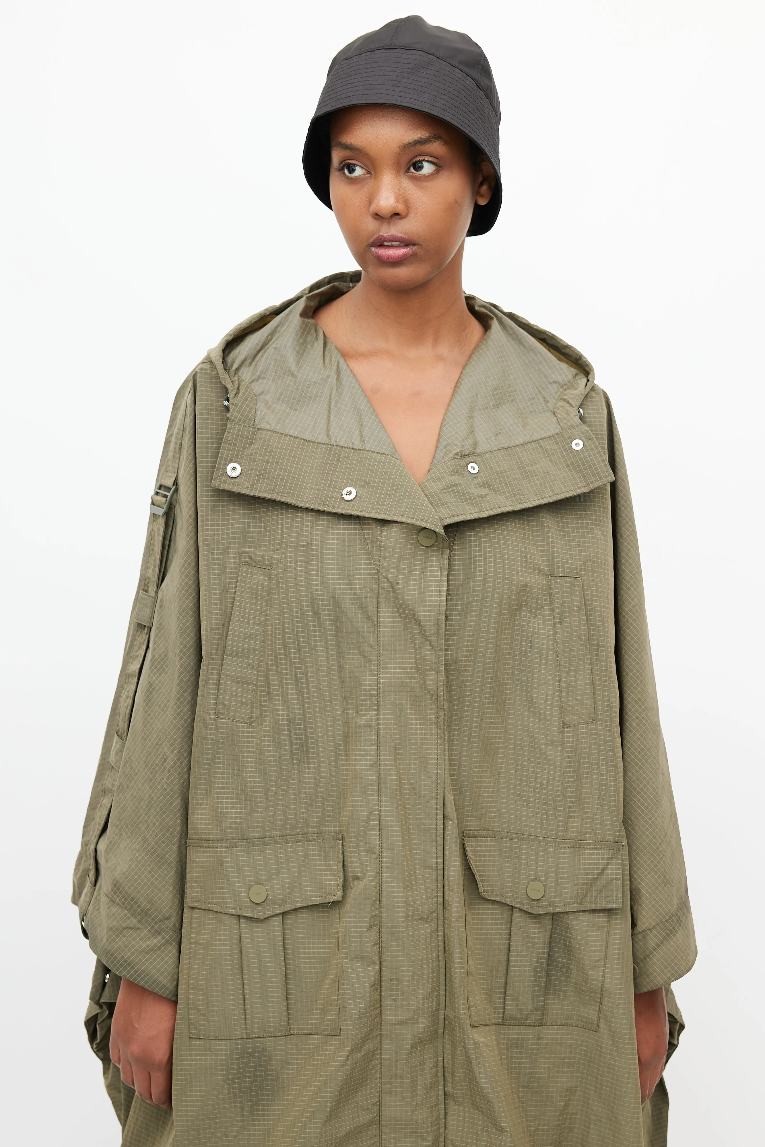 Khaki Green Ripstop Rain Cape