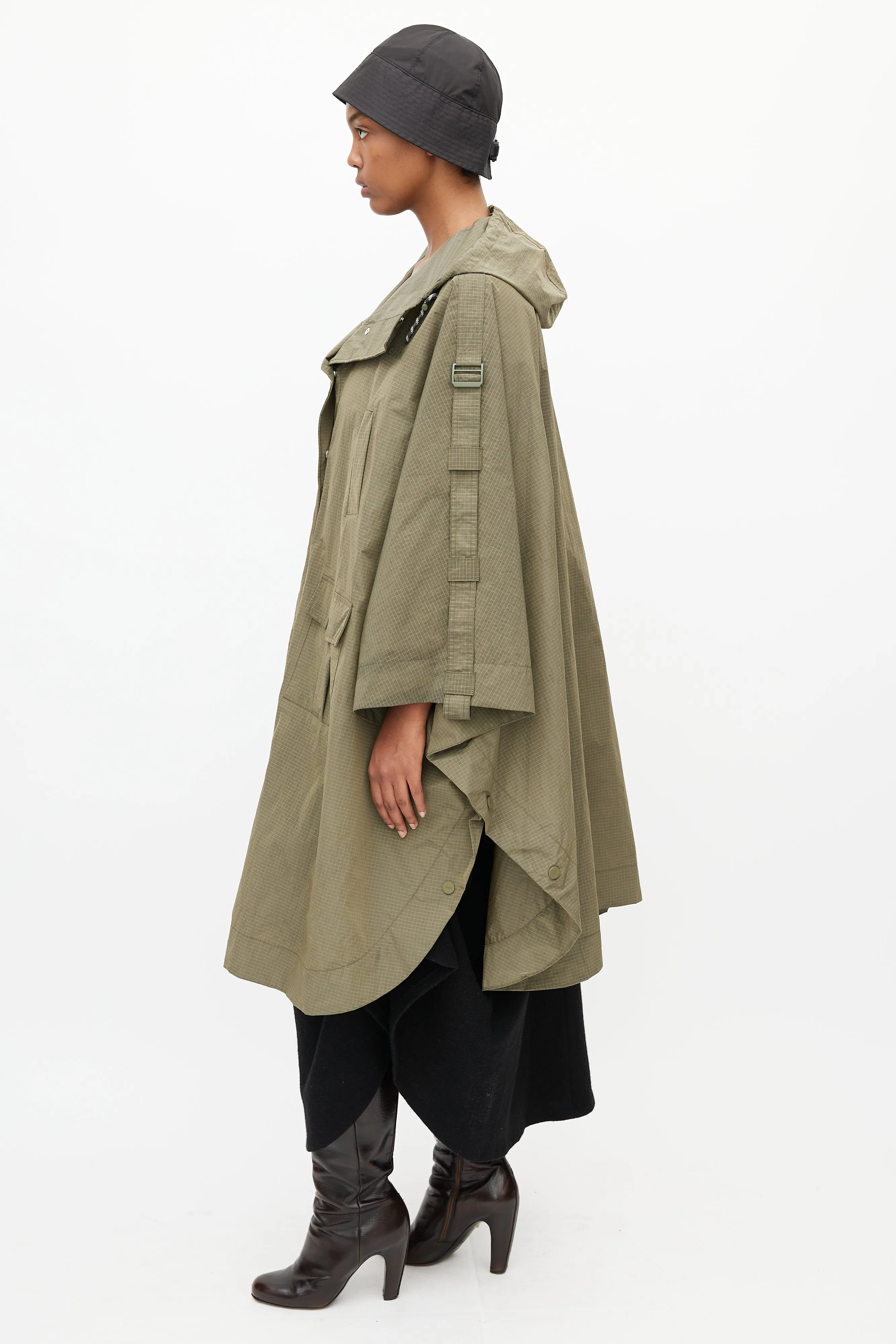 Khaki Green Ripstop Rain Cape