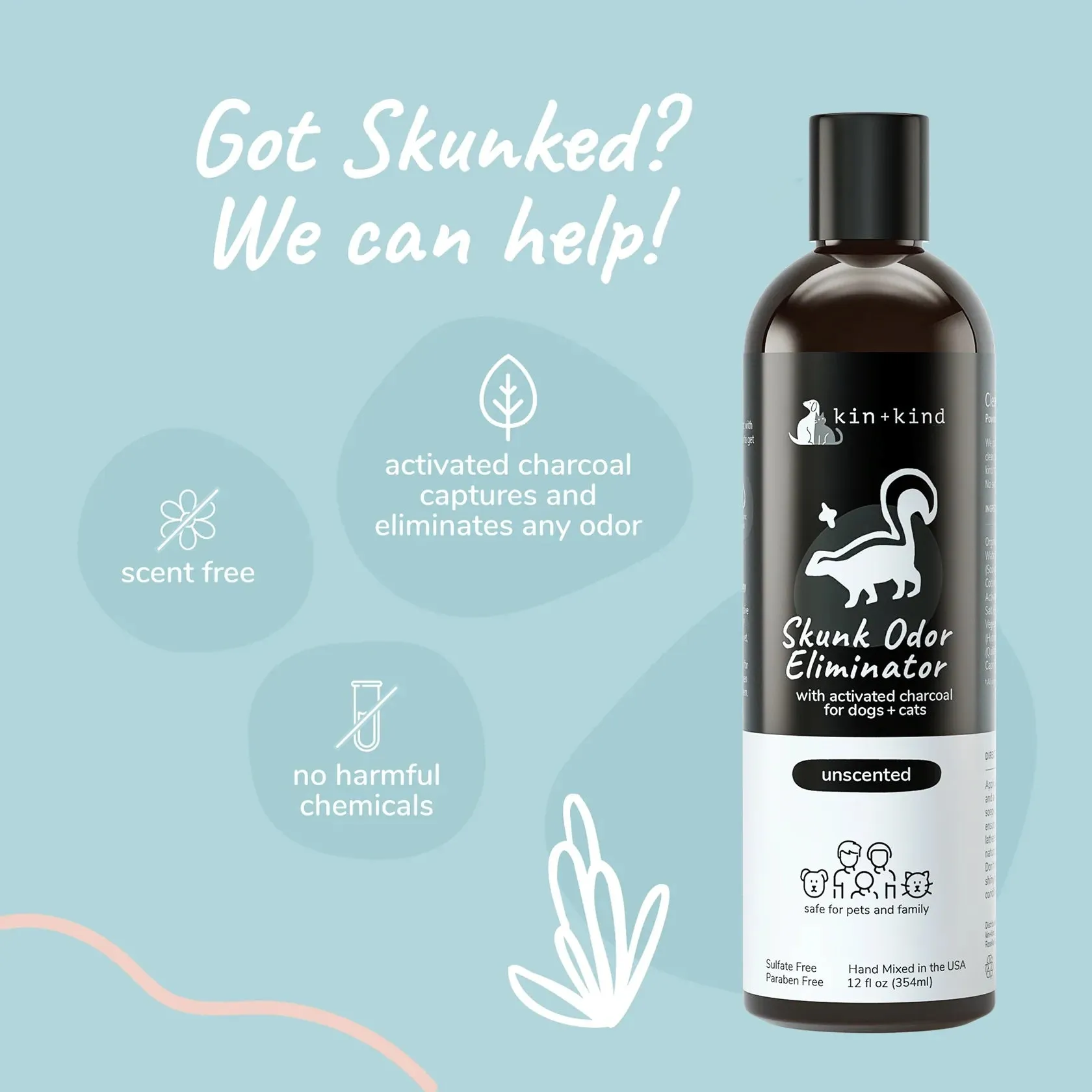 Kin   Kind - Skunk Odor Eliminator Pet Shampoo 12 oz
