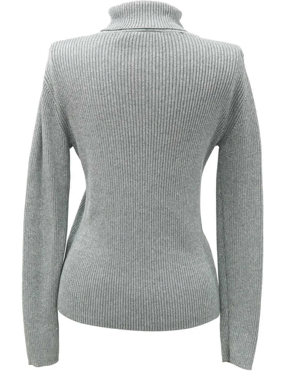 Knitted Polo Neck Jumper - L