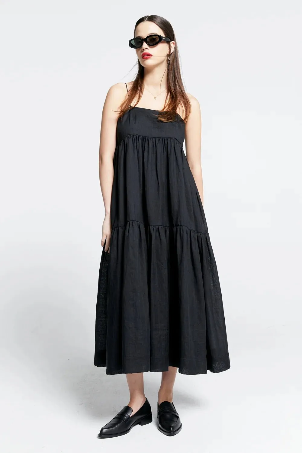 KW Zestful Dress | Washed Ramie Black