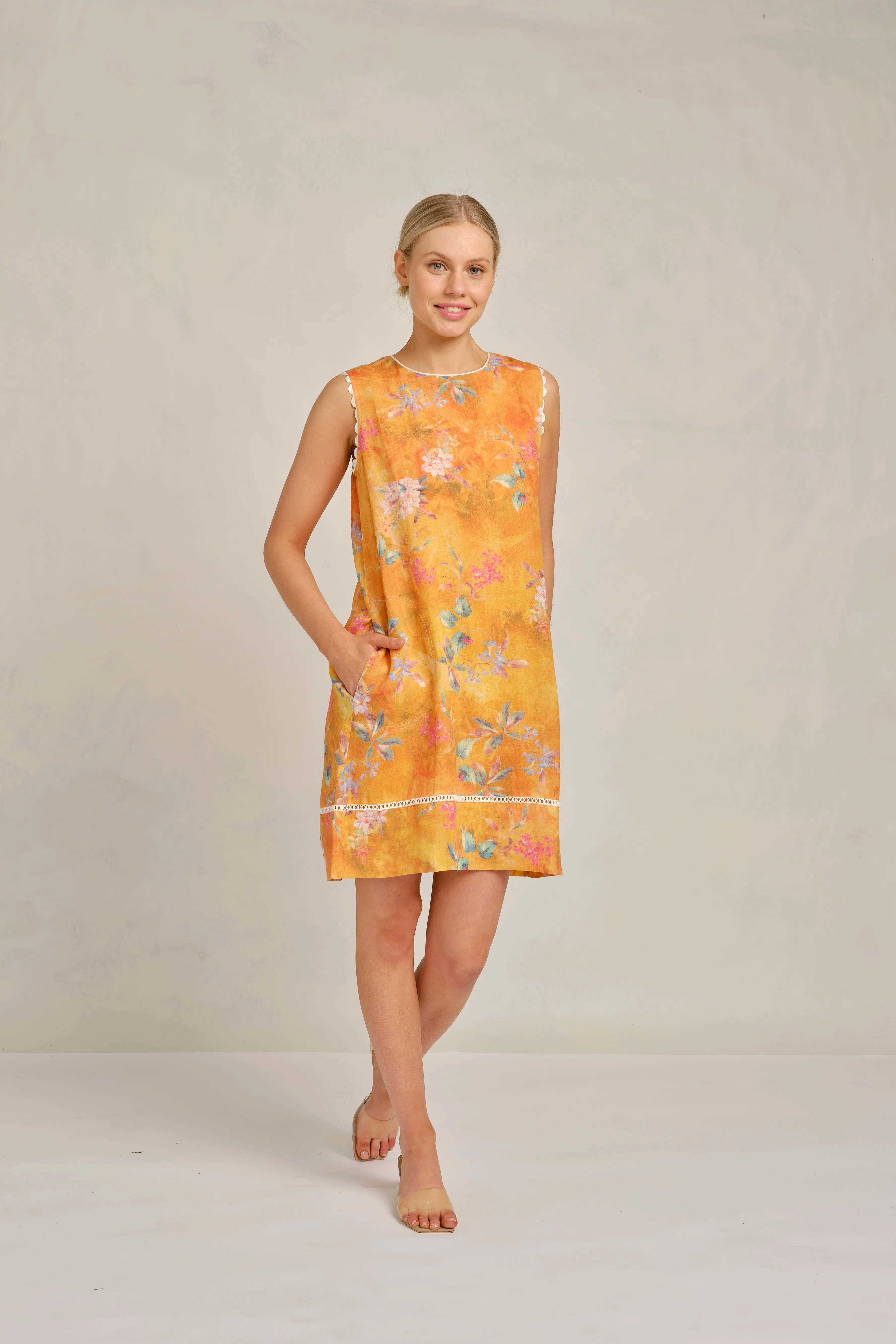Lenna Ramie Dress in Sunset Delilah Print