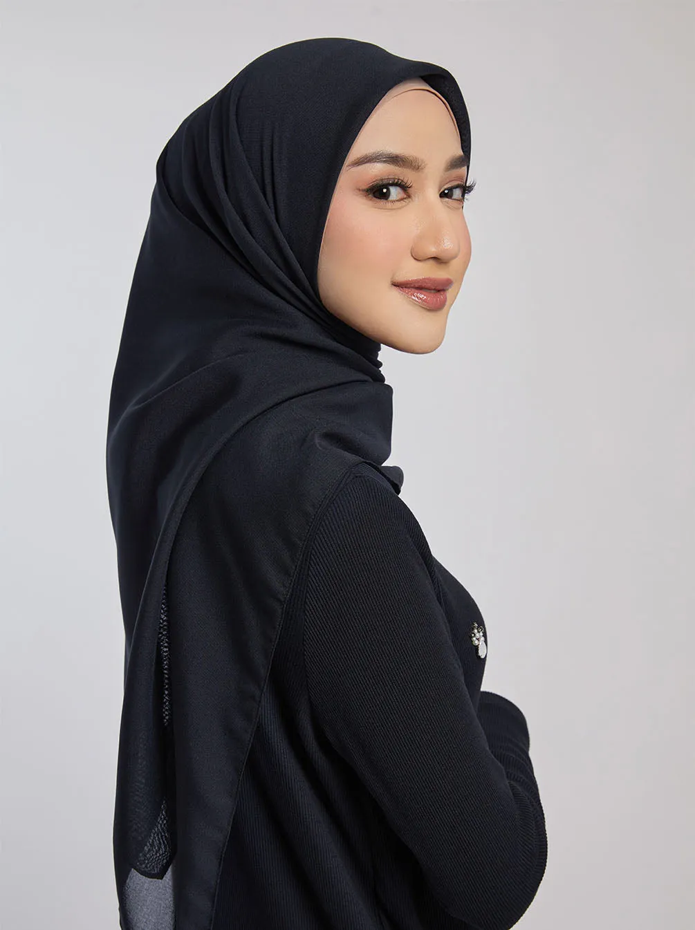 LIGHT VOILE SCARF PLAIN CHARCOAL