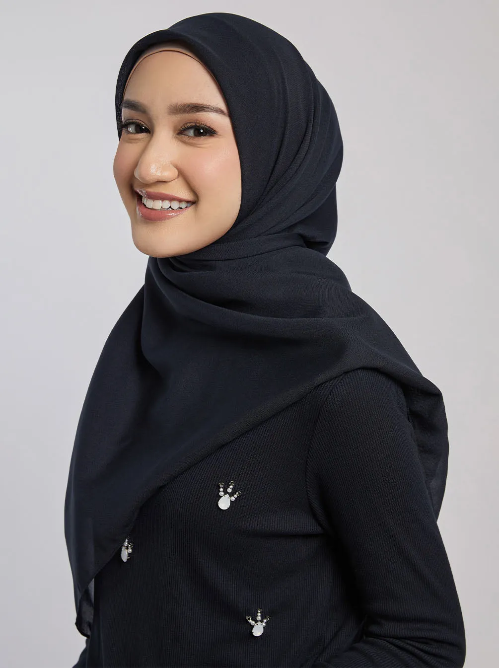 LIGHT VOILE SCARF PLAIN CHARCOAL