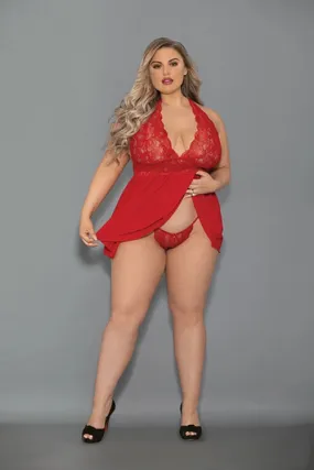 Lil' Red Ride Me- Plus Size Red Babydoll