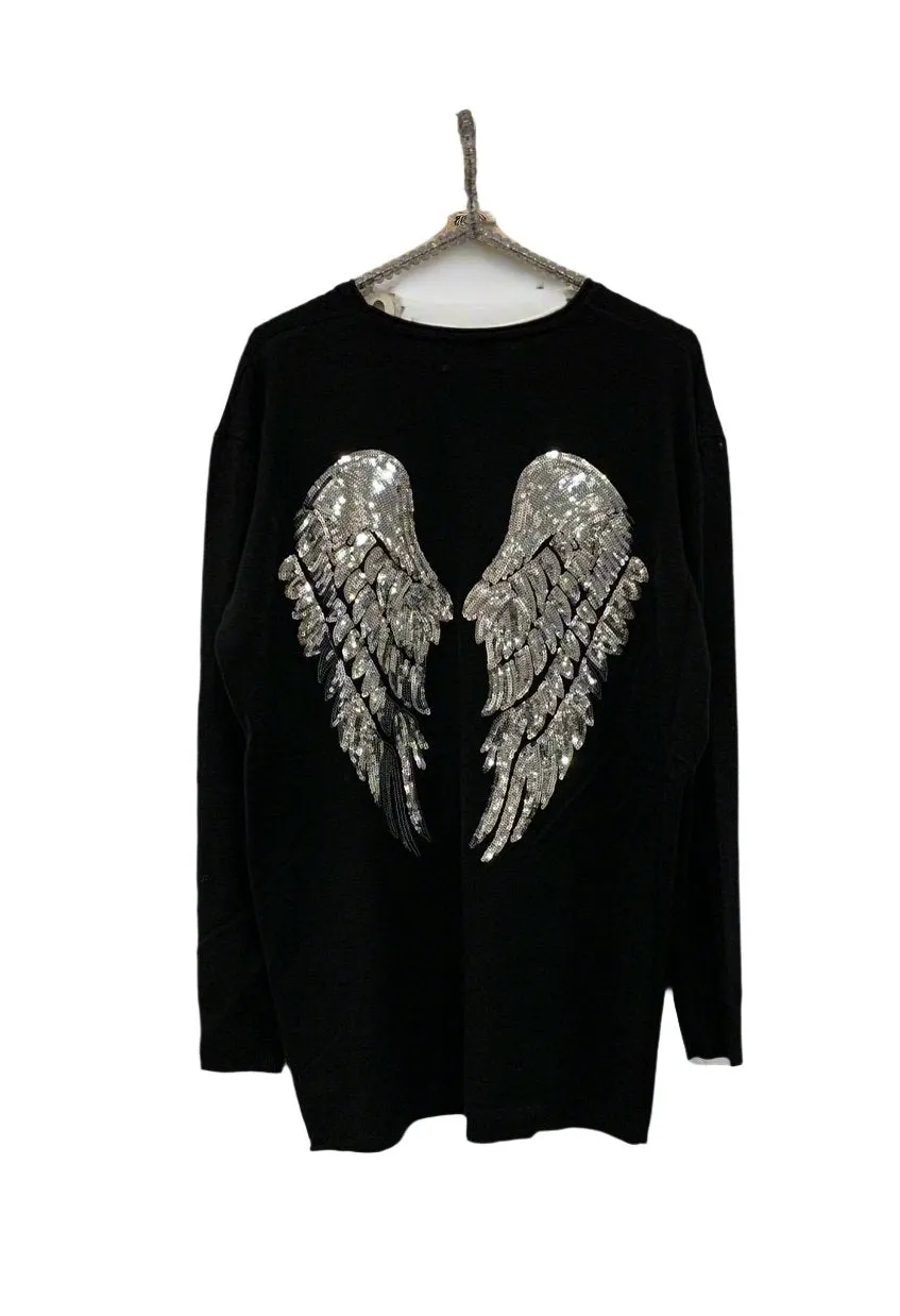 Limited Edition Angels Batwing Jumper In Shocking Pink Made In Italy By Feathers Of Italy