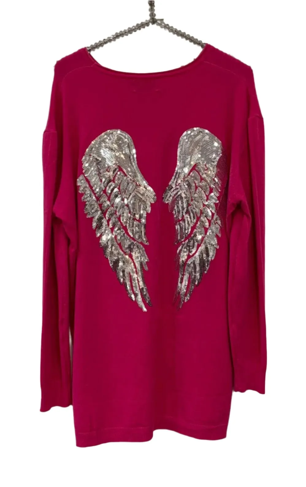Limited Edition Angels Batwing Jumper In Shocking Pink Made In Italy By Feathers Of Italy