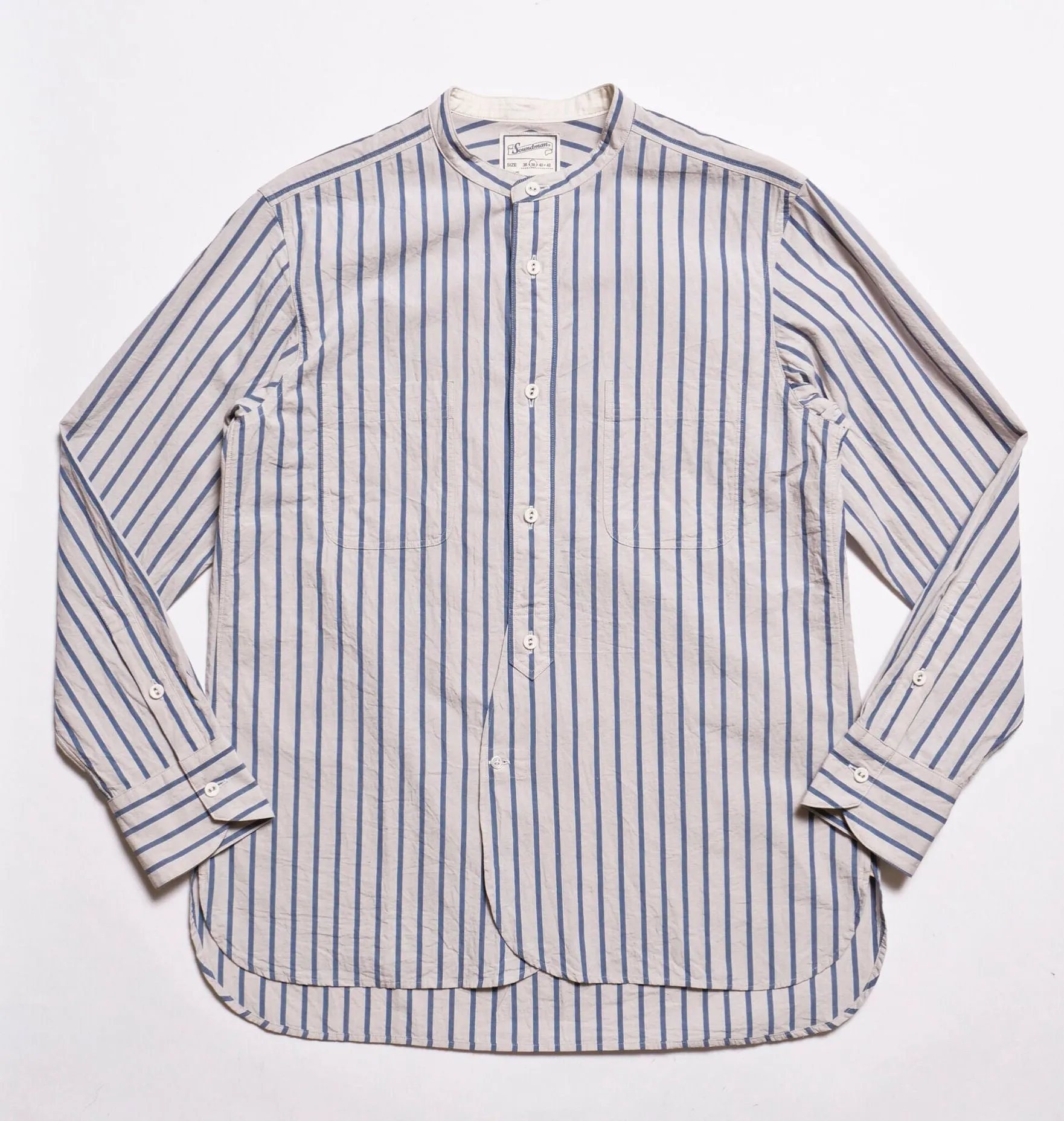 Livingstone Cotton Linen Ramie Shirt in Light Grey x Blue