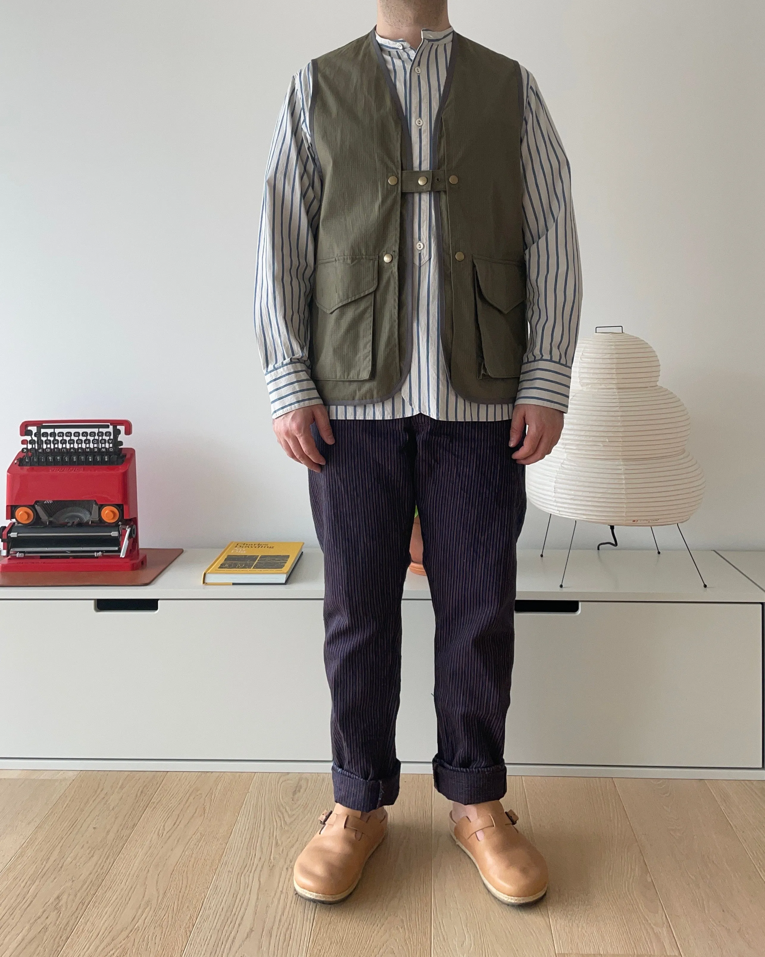 Livingstone Cotton Linen Ramie Shirt in Light Grey x Blue