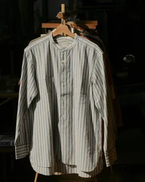 Livingstone Cotton Linen Ramie Shirt in Light Grey x Blue