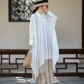 Long Sleeve White Asymmetrical Shirt