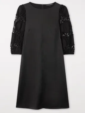 Luisa Cerano Black Dress With Crochet Details 798504 3500 Col 0001