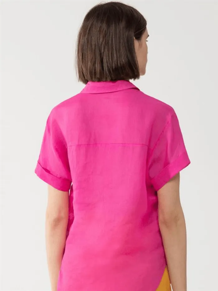 Luisa Cerano Short Sleeve Ramie Blouse Hot Pink 238324/3270