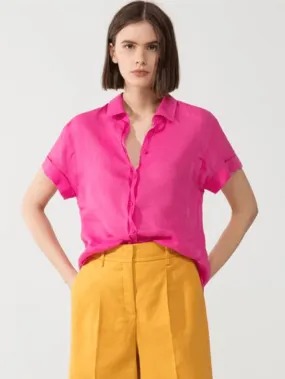 Luisa Cerano Short Sleeve Ramie Blouse Hot Pink 238324/3270