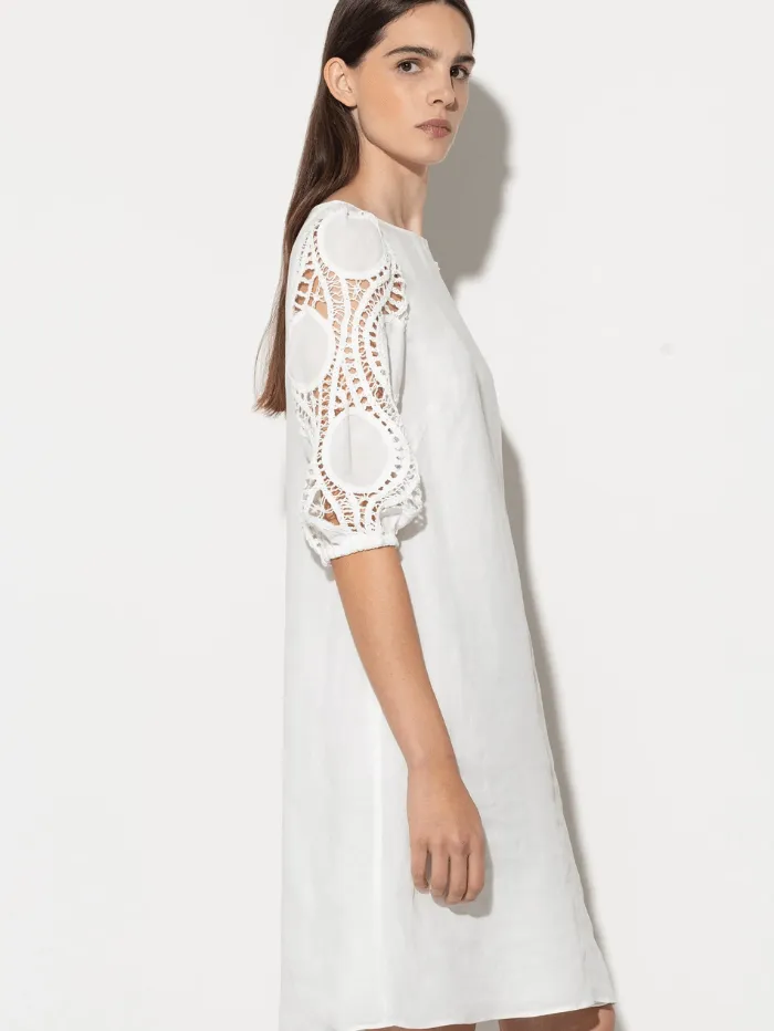 Luisa Cerano White Dress With Crochet Details 798504 3500 Col 0103