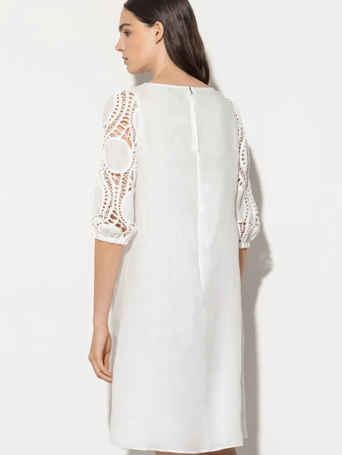 Luisa Cerano White Dress With Crochet Details 798504 3500 Col 0103