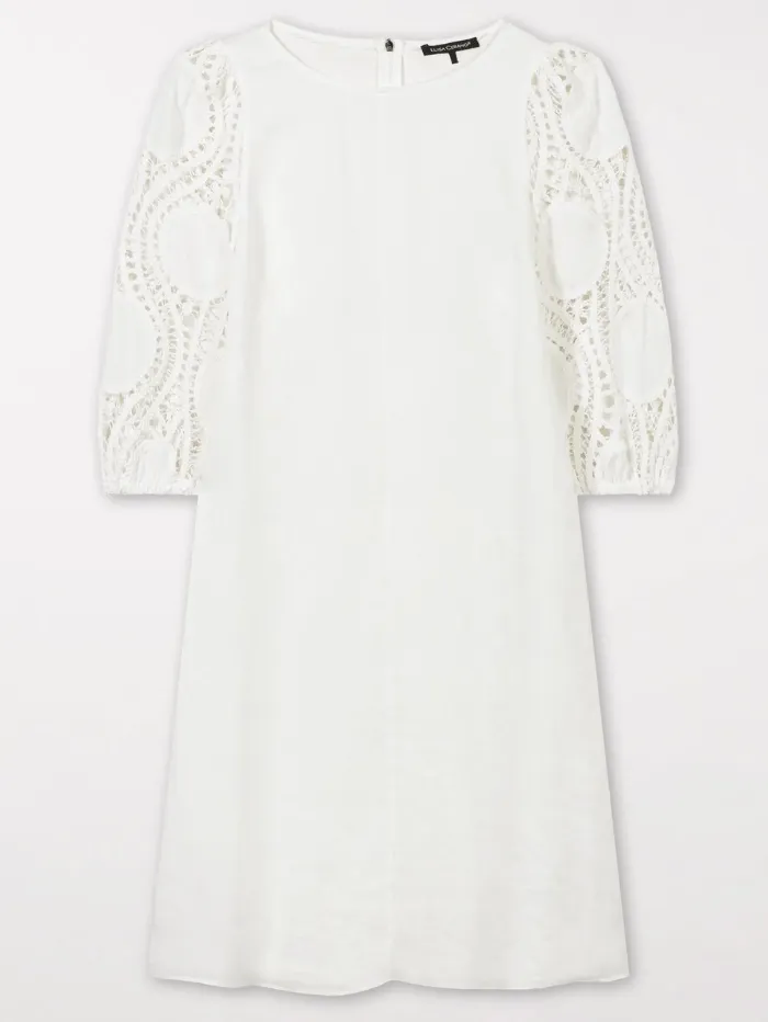 Luisa Cerano White Dress With Crochet Details 798504 3500 Col 0103