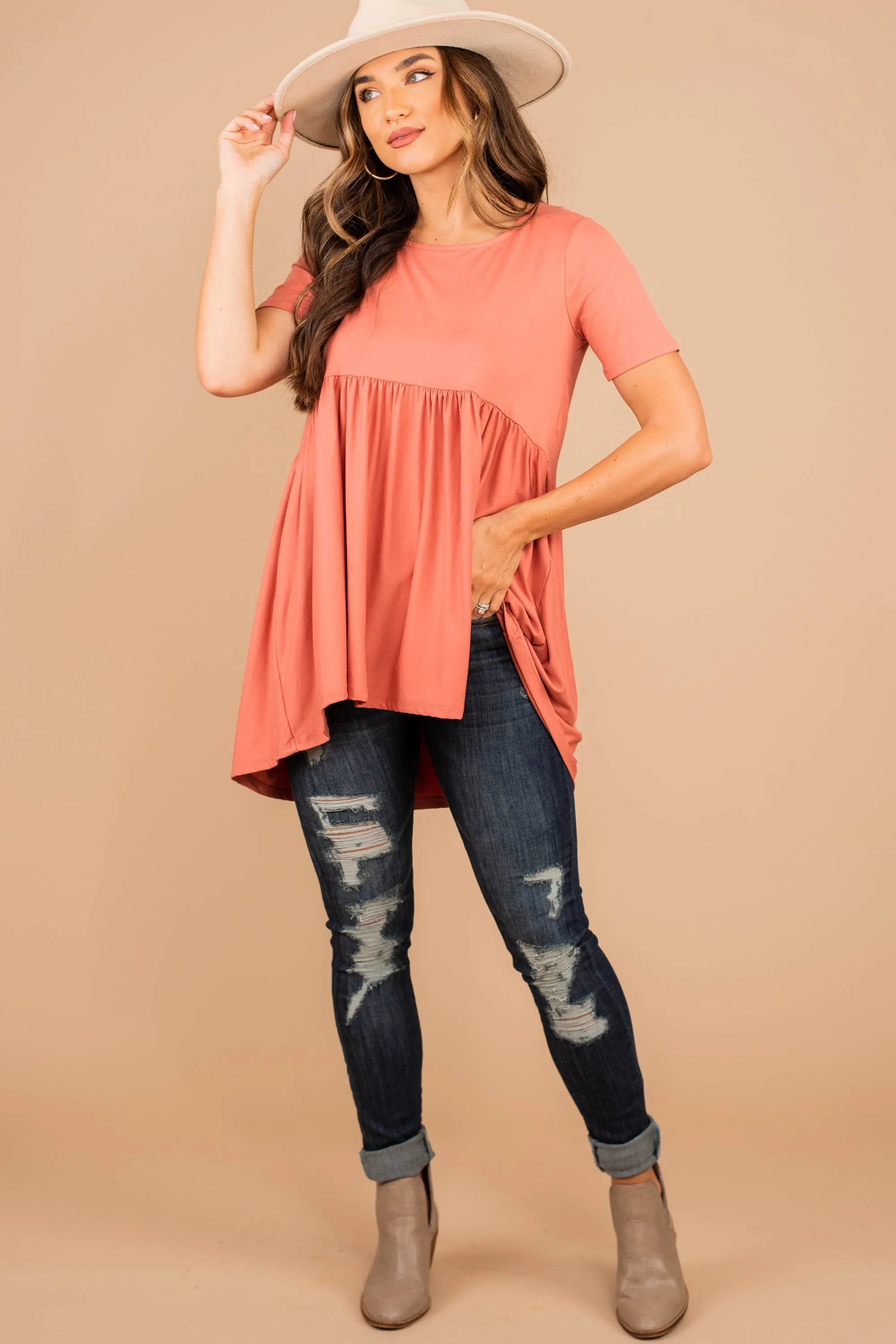 Make It Known Ash Rose Pink Babydoll Top