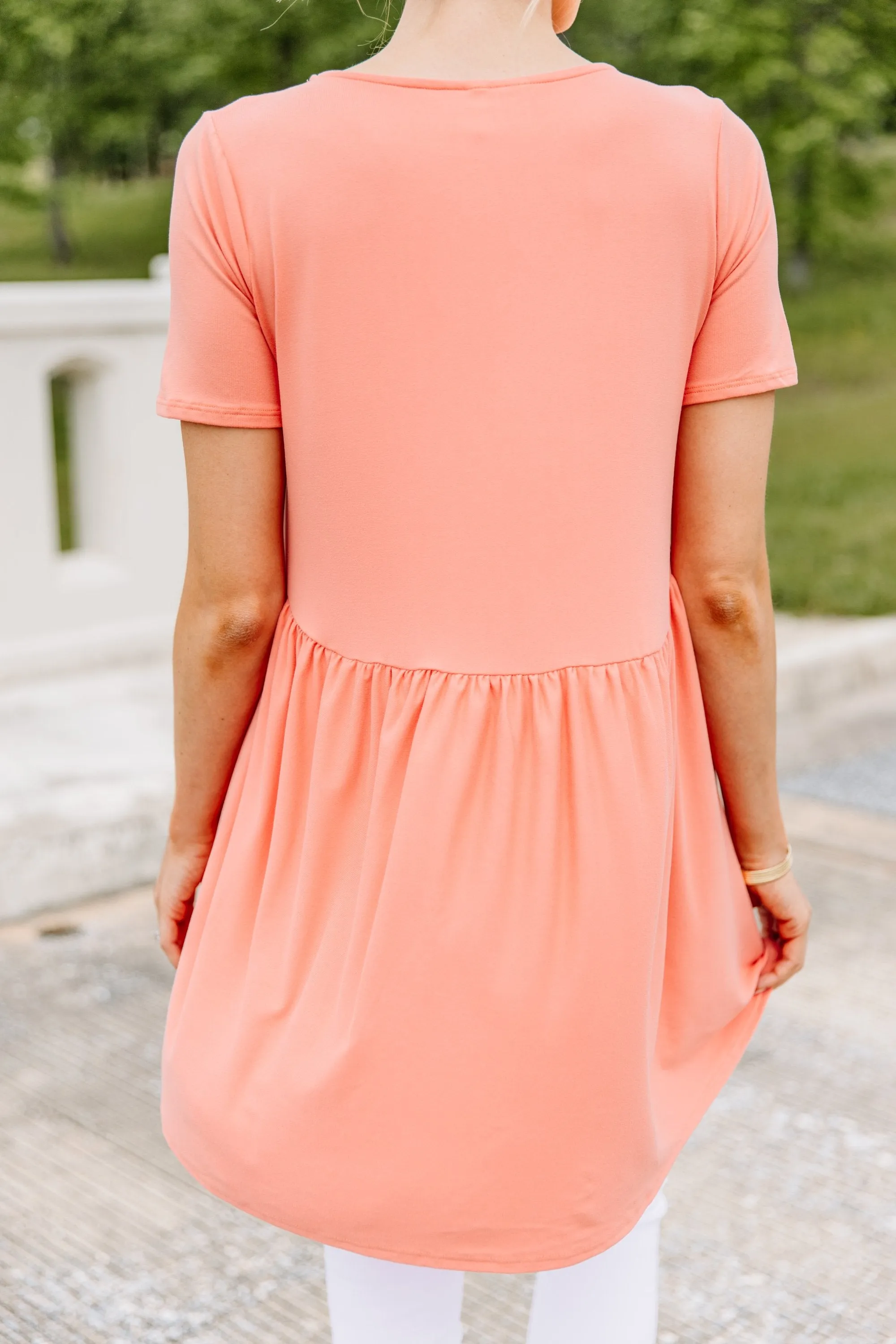 Make It Known Deep Coral Pink Babydoll Top
