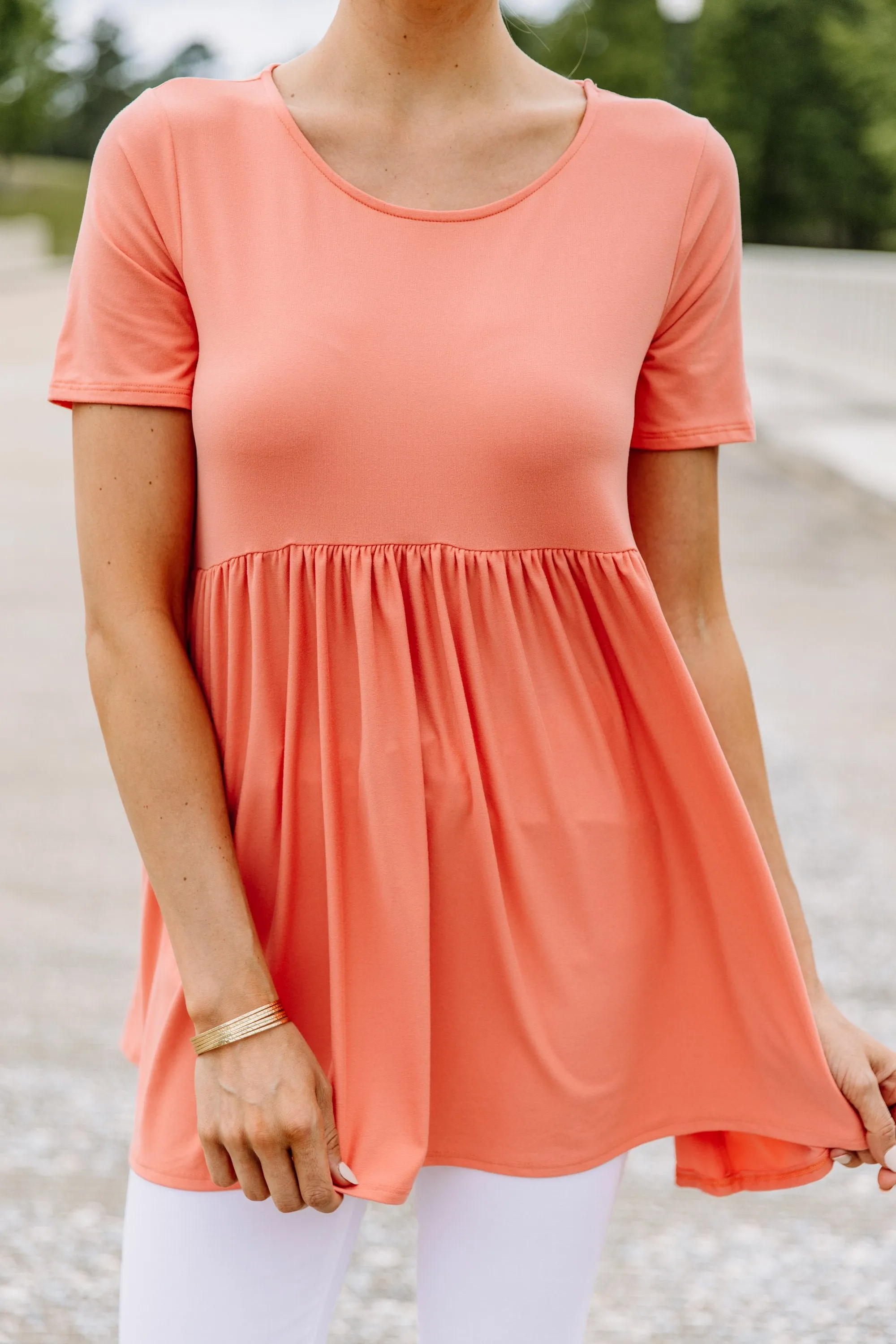 Make It Known Deep Coral Pink Babydoll Top