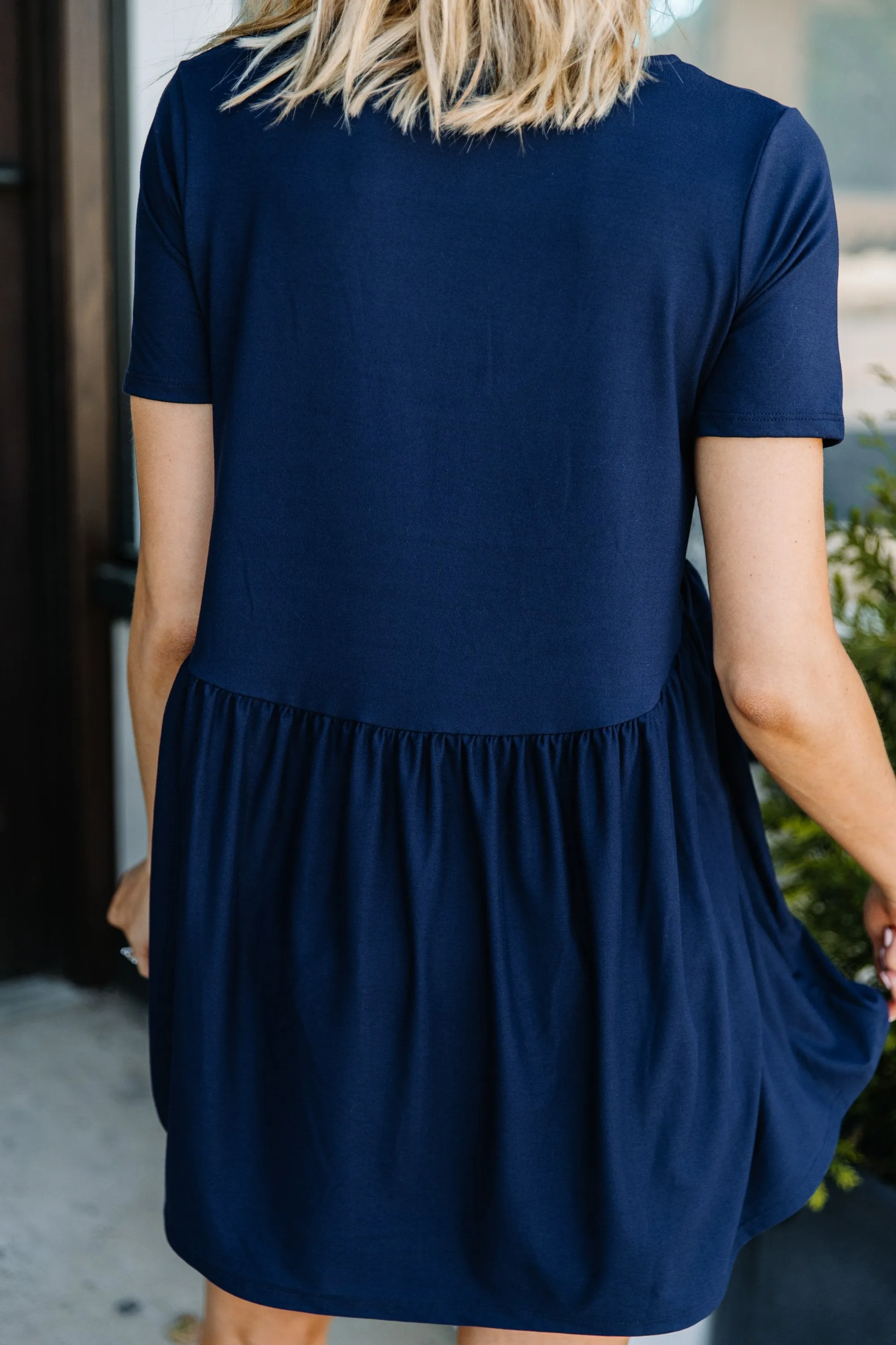 Make It Known Navy Blue Babydoll Top