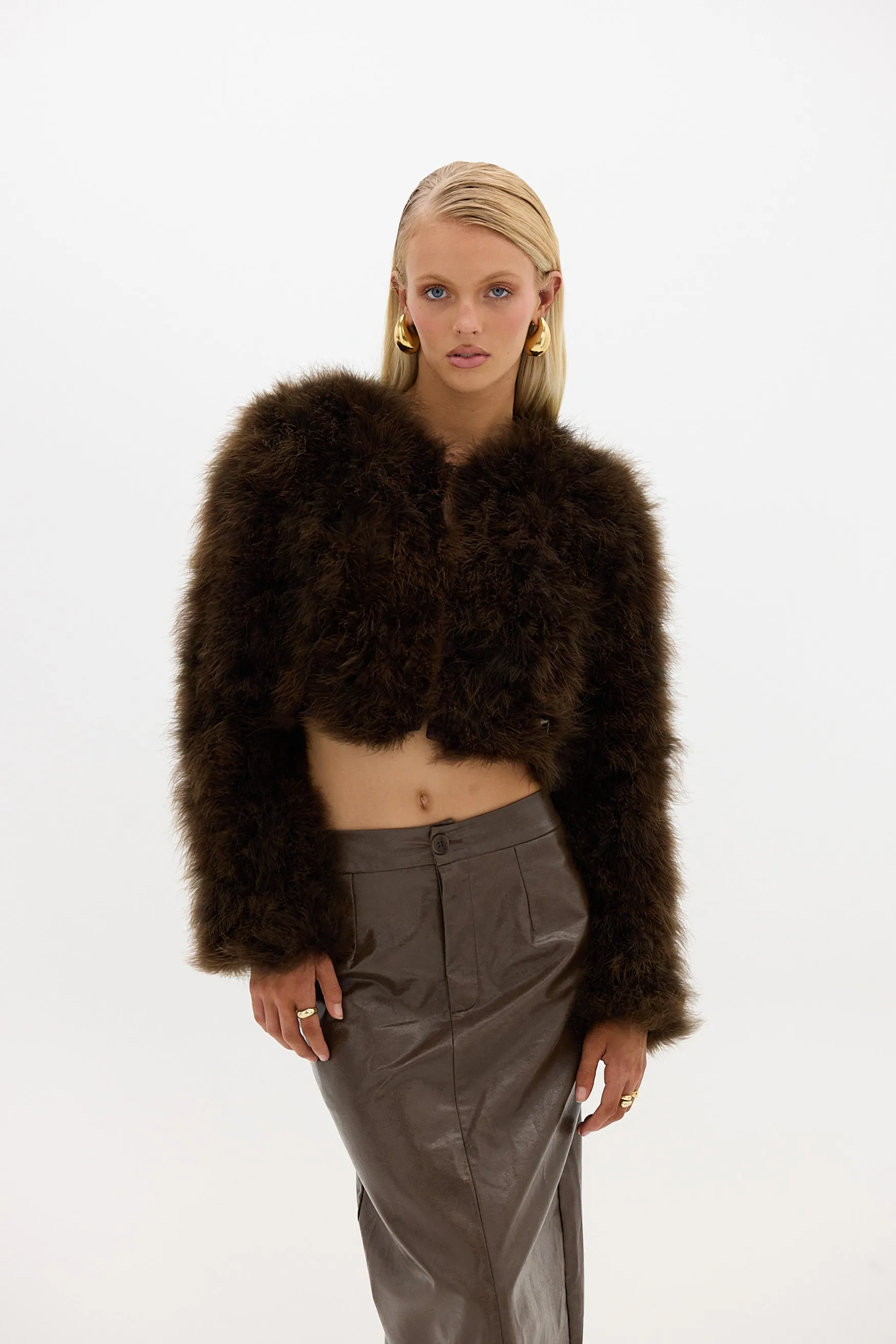 Manhattan Crop Jacket - Chocolate