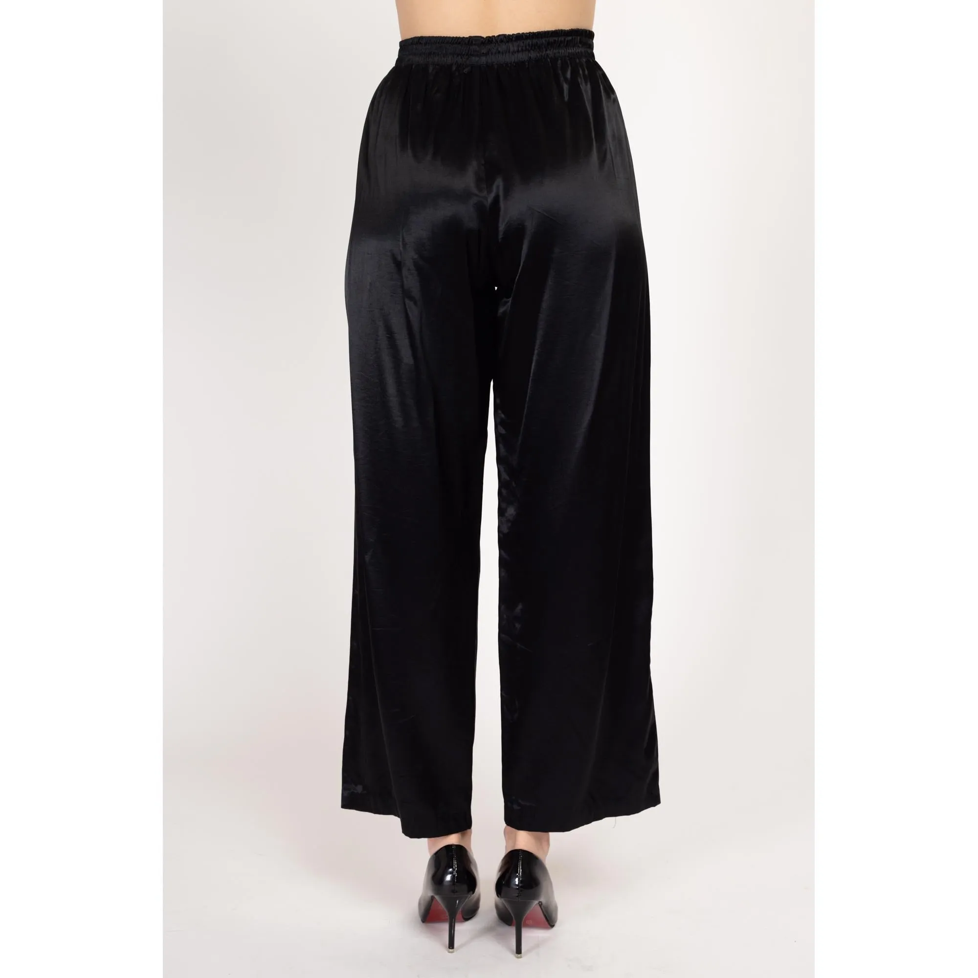 Med-Lrg 90s Black Satin Lounge Pants