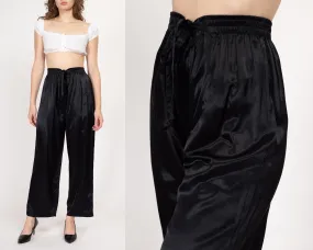 Med-Lrg 90s Black Satin Lounge Pants
