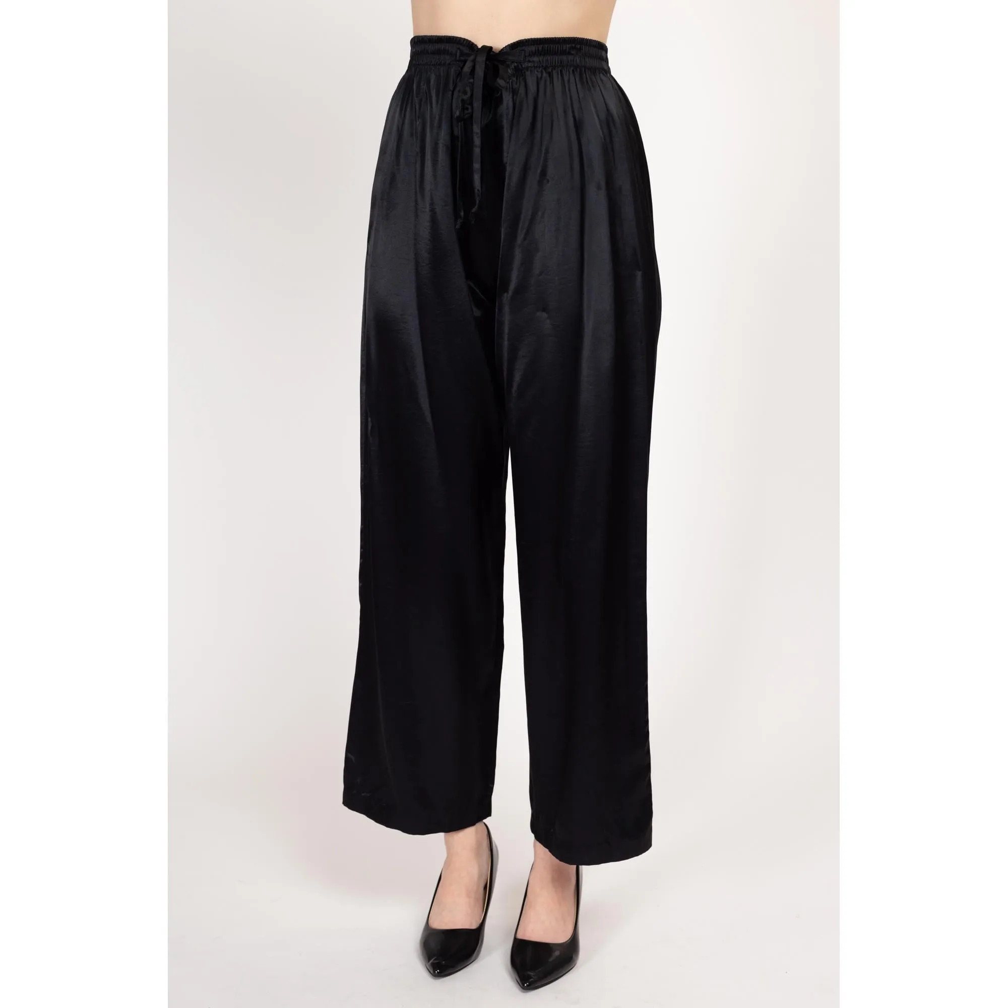 Med-Lrg 90s Black Satin Lounge Pants