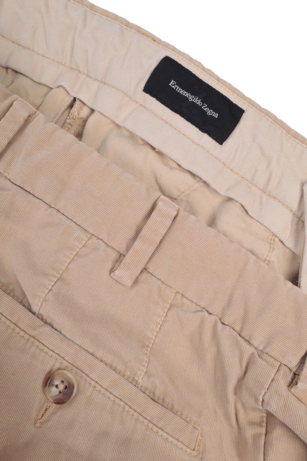 Men's ERMENEGILDO ZEGNA Beige Cotton Chino Pants Casual Trousers Size 50 IT / 34
