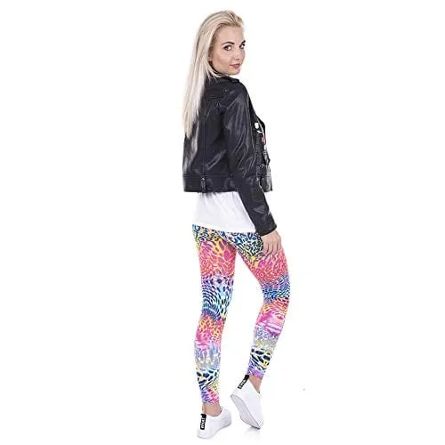 Middle Waisted Seamless Workout Leggings - Women’s Mandala Printed Yoga Leggings, Tummy Control Running Pants (Tiedye Leopard, One Size)