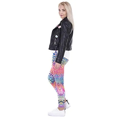 Middle Waisted Seamless Workout Leggings - Women’s Mandala Printed Yoga Leggings, Tummy Control Running Pants (Tiedye Leopard, One Size)
