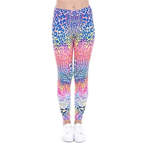 Middle Waisted Seamless Workout Leggings - Women’s Mandala Printed Yoga Leggings, Tummy Control Running Pants (Tiedye Leopard, One Size)